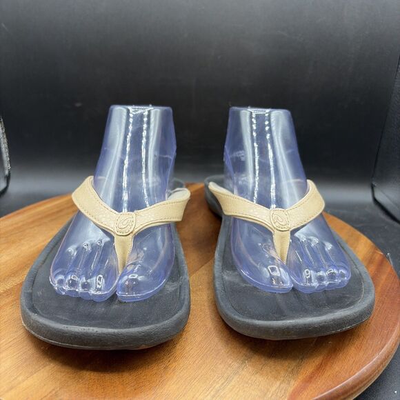 Olukai Kulapa Kai Womens Size 10 Sandals Flip Flop Thong Flats Gold Black - Picture 2 of 9